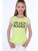 Girls\' T-shirt with mesh sleeves green NDZ0764 - Online store - Boutique